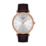 Buy Shop Tissot Everytime Gent Silver Dial Brown Leather Strap Watch for Men - T143.410.36.011.00 USA Online