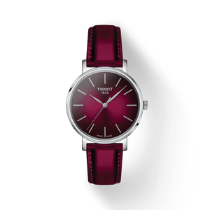 Buy Shop Tissot Everytime Lady Burgundy Dial Burgundy Leather Strap Watch for Women - T143.210.17.331.00 USA Online