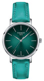 Buy Shop Tissot Everytime Lady Green Dial Green Leather Strap Watch for Women - T143.210.17.091.00 USA Online