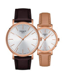 Buy Shop Tissot Everytime Lady Silver Dial Brown Leather Strap Watch for Women - T143.210.36.011.00 USA Online