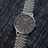 Buy Shop Tissot Everytime Large Black Dial Silver Mesh Bracelet Watch For Men - T109.610.11.077.00 USA Online