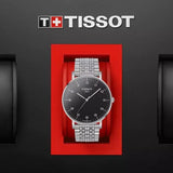 Buy Shop Tissot Everytime Large Black Dial Silver Mesh Bracelet Watch For Men - T109.610.11.077.00 USA Online