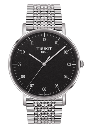 Buy Shop Tissot Everytime Large Black Dial Silver Mesh Bracelet Watch For Men - T109.610.11.077.00 USA Online