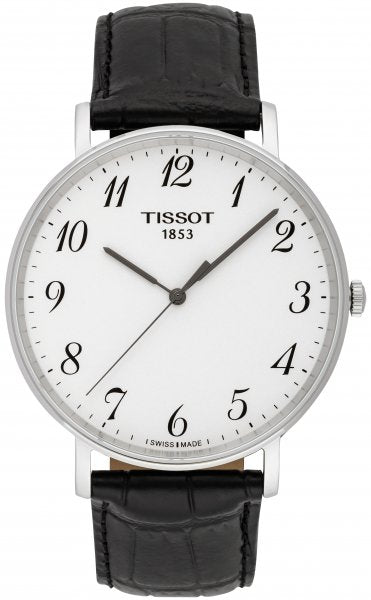 Buy Shop Tissot Everytime Large White Dial Black Leather Strap Watch For Men - T109.610.16.032.00 USA Online