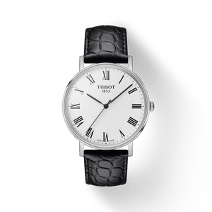 Buy Shop Tissot Everytime Medium White Dial Black Leather Strap Watch For Men - T109.410.16.033.01 USA Online
