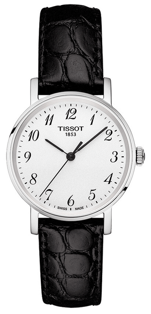 Buy Shop Tissot Everytime Small White Dial Black Leather Strap Watch For Women - T109.210.16.032.00 USA Online