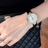Buy Shop Tissot Flamingo Mother of Pearl White Dial Black Leather Strap Watch For Women - T094.210.26.111.00 USA Online