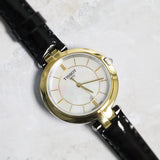 Buy Shop Tissot Flamingo Mother of Pearl White Dial Black Leather Strap Watch For Women - T094.210.26.111.00 USA Online
