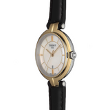 Buy Shop Tissot Flamingo Mother of Pearl White Dial Black Leather Strap Watch For Women - T094.210.26.111.00 USA Online