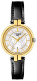 Buy Shop Tissot Flamingo Mother of Pearl White Dial Black Leather Strap Watch For Women - T094.210.26.111.00 USA Online