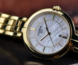 Buy Shop Tissot Flamingo Mother of Pearl White Dial Gold Steel Strap Watch For Women - T094.210.33.111.00 USA Online
