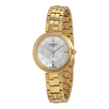 Buy Shop Tissot Flamingo Mother of Pearl White Dial Gold Steel Strap Watch For Women - T094.210.33.111.00 USA Online