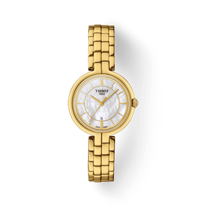 Buy Shop Tissot Flamingo Mother of Pearl White Dial Gold Steel Strap Watch For Women - T094.210.33.111.00 USA Online