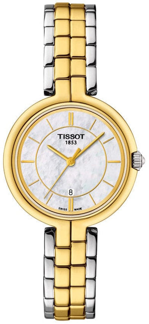 Buy Shop Tissot Flamingo Mother of Pearl White Dial Two Tone Steel Strap Watch For Women - T094.210.22.111.01 USA Online
