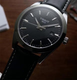 Buy Shop Tissot Gentleman Black Dial Black Leather Strap Watch For Men - T127.410.16.051.00 USA Online