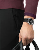 Buy Shop Tissot Gentleman Black Dial Black Leather Strap Watch For Men - T127.410.16.051.00 USA Online