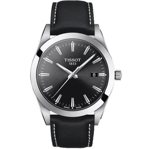 Buy Shop Tissot Gentleman Black Dial Black Leather Strap Watch For Men - T127.410.16.051.00 USA Online