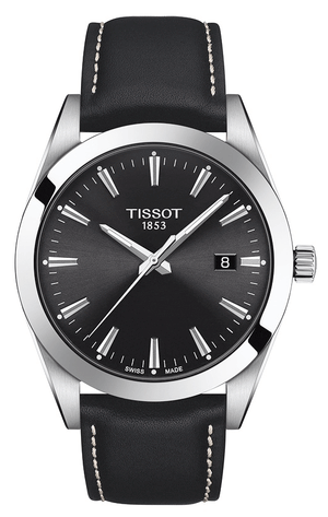 Buy Shop Tissot Gentleman Black Dial Black Leather Strap Watch For Men - T127.410.16.051.00 USA Online
