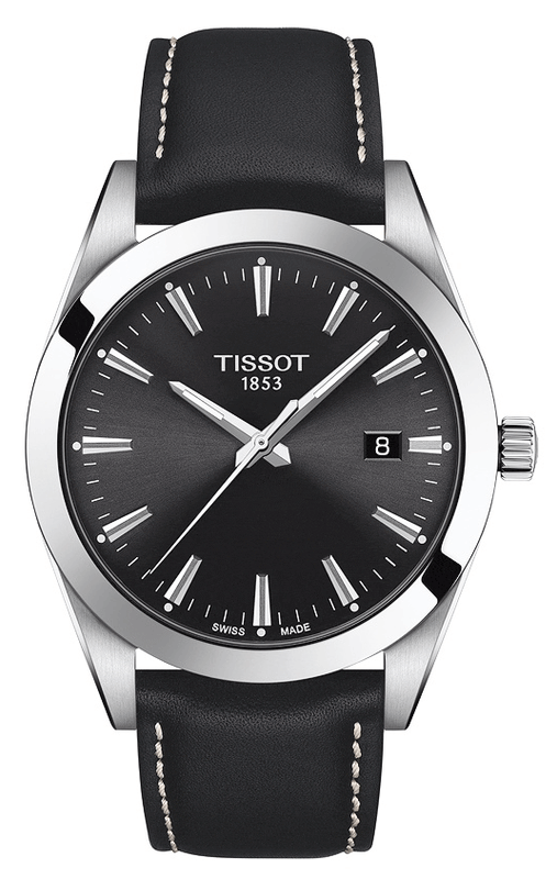 Buy Shop Tissot Gentleman Black Dial Black Leather Strap Watch For Men - T127.410.16.051.00 USA Online
