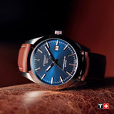 Buy Shop Tissot Gentleman Blue Dial Brown Leather Strap Watch For Men - T127.410.16.041.00 USA Online