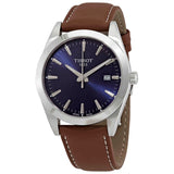 Buy Shop Tissot Gentleman Blue Dial Brown Leather Strap Watch For Men - T127.410.16.041.00 USA Online