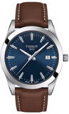 Buy Shop Tissot Gentleman Blue Dial Brown Leather Strap Watch For Men - T127.410.16.041.00 USA Online