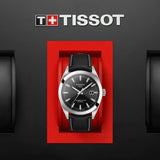 Buy Shop Tissot Gentleman Powermatic 80 Silicium Black Dial Black Leather Strap Watch For Men - T127.407.16.051.00 USA Online