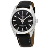 Buy Shop Tissot Gentleman Powermatic 80 Silicium Black Dial Black Leather Strap Watch For Men - T127.407.16.051.00 USA Online