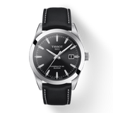 Buy Shop Tissot Gentleman Powermatic 80 Silicium Black Dial Black Leather Strap Watch For Men - T127.407.16.051.00 USA Online