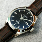 Buy Shop Tissot Gentleman Powermatic 80 Silicium Black Dial Brown Leather Strap Watch For Men - T127.407.16.051.01 USA Online