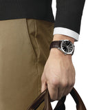 Buy Shop Tissot Gentleman Powermatic 80 Silicium Black Dial Brown Leather Strap Watch For Men - T127.407.16.051.01 USA Online