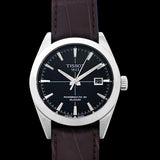 Buy Shop Tissot Gentleman Powermatic 80 Silicium Black Dial Brown Leather Strap Watch For Men - T127.407.16.051.01 USA Online