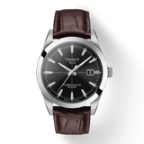 Buy Shop Tissot Gentleman Powermatic 80 Silicium Black Dial Brown Leather Strap Watch For Men - T127.407.16.051.01 USA Online