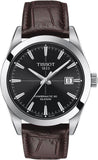 Buy Shop Tissot Gentleman Powermatic 80 Silicium Black Dial Brown Leather Strap Watch For Men - T127.407.16.051.01 USA Online