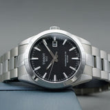 Buy Shop Tissot Gentleman Powermatic 80 Silicium Black Dial Silver Steel Strap Watch For Men - T127.407.11.051.00 USA Online