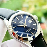 Buy Shop Tissot Gentleman Powermatic 80 Silicium Blue Dial Black Leather Strap Watch For Men - T127.407.16.041.01 USA Online