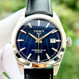 Buy Shop Tissot Gentleman Powermatic 80 Silicium Blue Dial Black Leather Strap Watch For Men - T127.407.16.041.01 USA Online