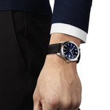 Buy Shop Tissot Gentleman Powermatic 80 Silicium Blue Dial Black Leather Strap Watch For Men - T127.407.16.041.01 USA Online
