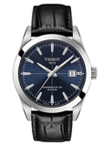Buy Shop Tissot Gentleman Powermatic 80 Silicium Blue Dial Black Leather Strap Watch For Men - T127.407.16.041.01 USA Online