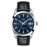 Buy Shop Tissot Gentleman Powermatic 80 Silicium Blue Dial Black Leather Strap Watch For Men - T127.407.16.041.01 USA Online