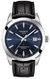 Buy Shop Tissot Gentleman Powermatic 80 Silicium Blue Dial Black Leather Strap Watch For Men - T127.407.16.041.01 USA Online