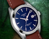 Buy Shop Tissot Gentleman Powermatic 80 Silicium Blue Dial Brown Leather Strap Watch For Men - T127.407.16.041.00 USA Online