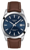 Buy Shop Tissot Gentleman Powermatic 80 Silicium Blue Dial Brown Leather Strap Watch For Men - T127.407.16.041.00 USA Online
