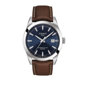 Buy Shop Tissot Gentleman Powermatic 80 Silicium Blue Dial Brown Leather Strap Watch For Men - T127.407.16.041.00 USA Online