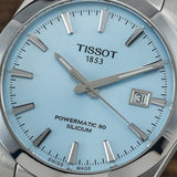 Buy Shop Tissot Gentleman Powermatic 80 Silicium Ice Blue Silver Steel Strap Watch For Men - T127.407.11.351.00 USA Online