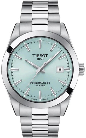 Buy Shop Tissot Gentleman Powermatic 80 Silicium Ice Blue Silver Steel Strap Watch For Men - T127.407.11.351.00 USA Online