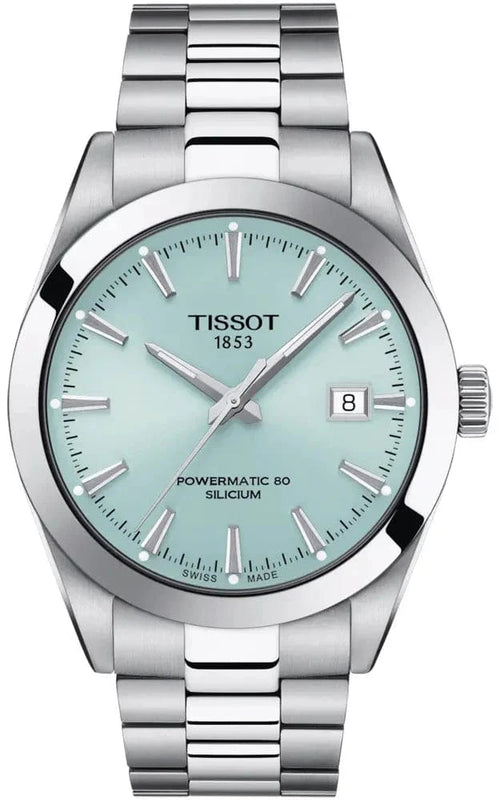 Buy Shop Tissot Gentleman Powermatic 80 Silicium Ice Blue Silver Steel Strap Watch For Men - T127.407.11.351.00 USA Online