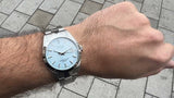 Tissot Gentleman Powermatic 80 Silicium Ice Blue Silver Steel Strap Watch For Men - T127.407.11.351.00