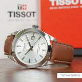 Buy Shop Tissot Gentleman Powermatic 80 Silicium Silver Dial Brown Leather Strap Watch For Men - T127.407.16.031.00 USA Online