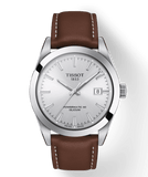 Buy Shop Tissot Gentleman Powermatic 80 Silicium Silver Dial Brown Leather Strap Watch For Men - T127.407.16.031.00 USA Online